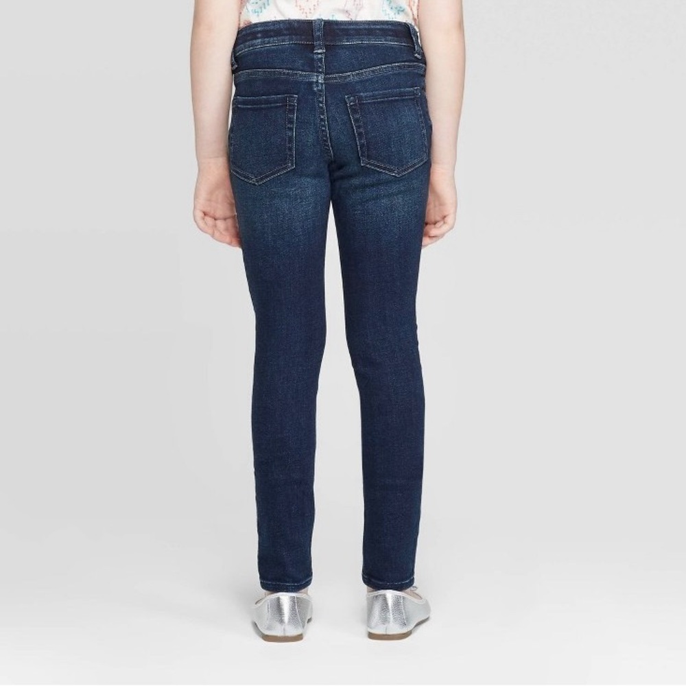 Girls' Mid-Rise Ultimate Stretch Skinny Jeans -Cat & Jack Size:6x Slim Deep Blue - Picture 3 of 3